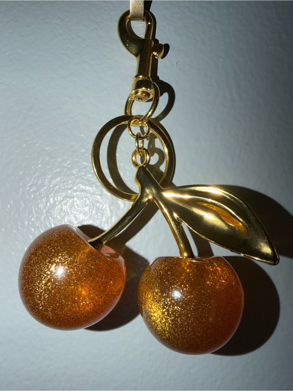 Orange Glitter Cherry Keychain- Bag Not Included
